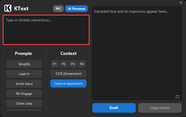 Intent box with mic button